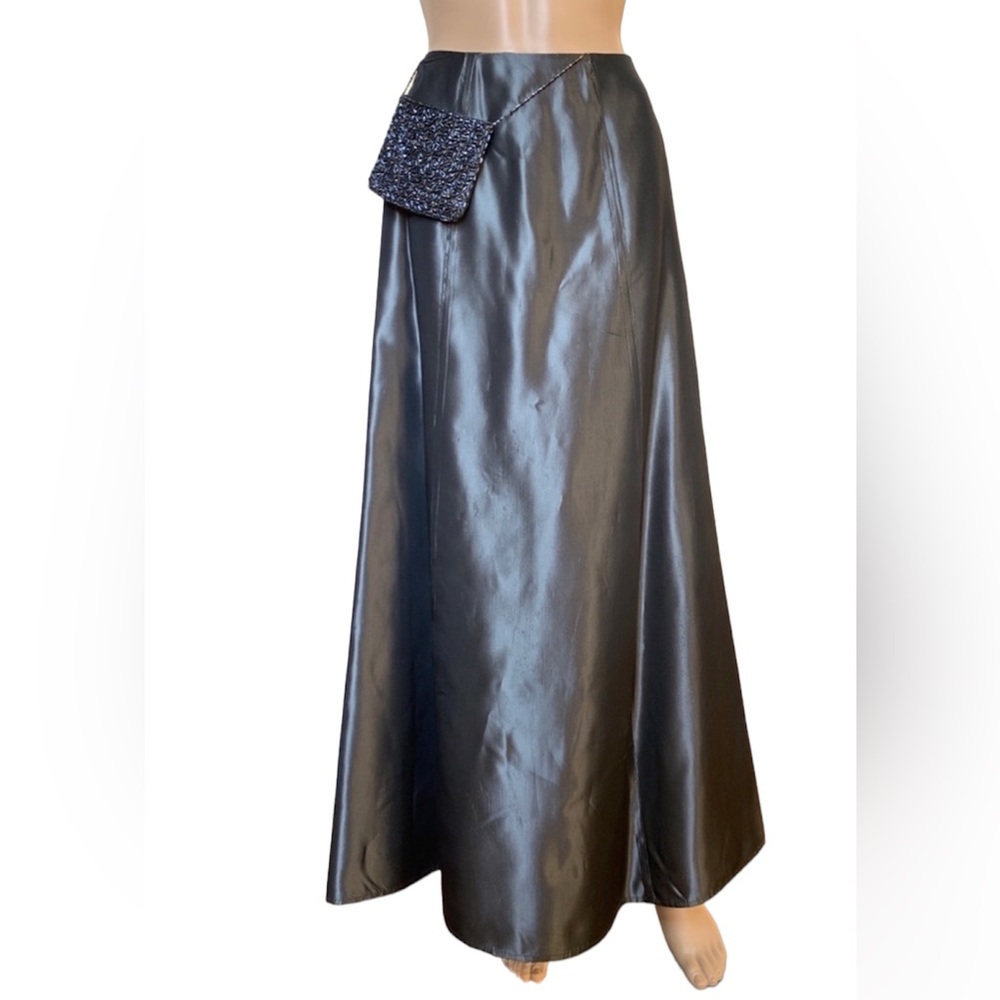 Gray satin full maxi skirt, 4